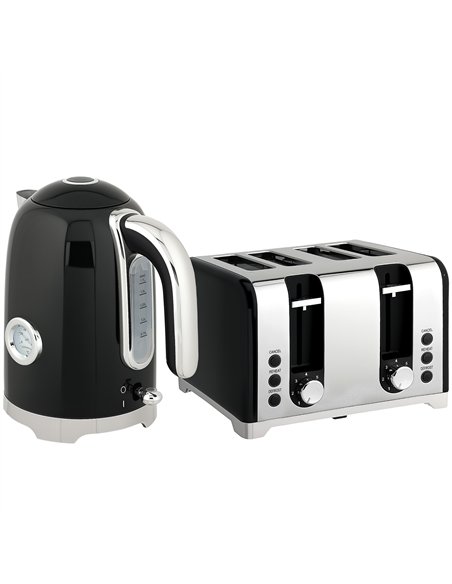 HOMCOM Retro 3000W Kettle and Toaster Set - Black - pic 168832 | FastDaddyshop