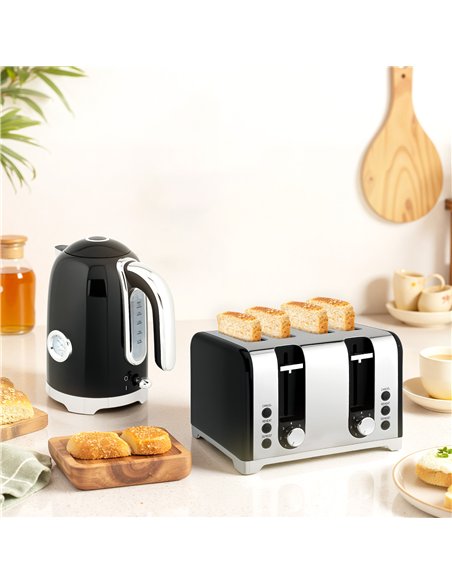 HOMCOM Retro 3000W Kettle and Toaster Set - Black - pic 168833 | FastDaddyshop