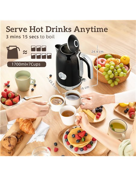HOMCOM Retro 3000W Kettle and Toaster Set - Black - pic 168835 | FastDaddyshop