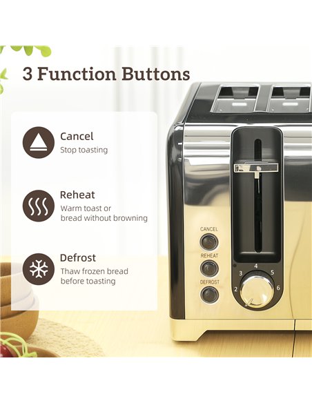 HOMCOM Retro 3000W Kettle and Toaster Set - Black - pic 168838 | FastDaddyshop