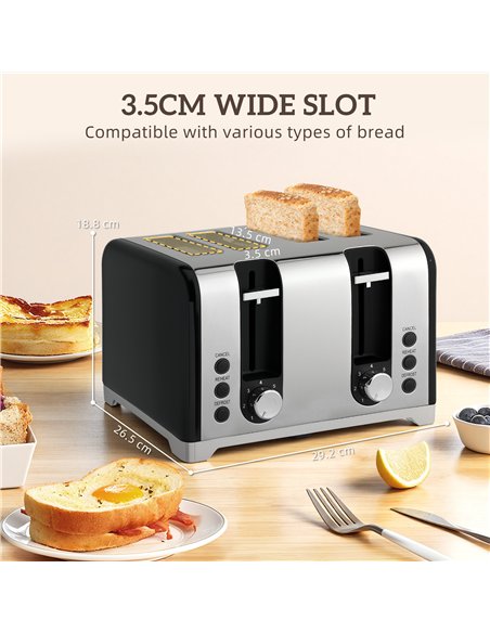 HOMCOM Retro 3000W Kettle and Toaster Set - Black - pic 168839 | FastDaddyshop