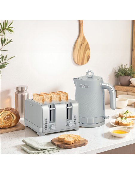 HOMCOM Sleek Textured Kettle and Four-Slice Toaster Set - Grey - pic 168842 | FastDaddyshop