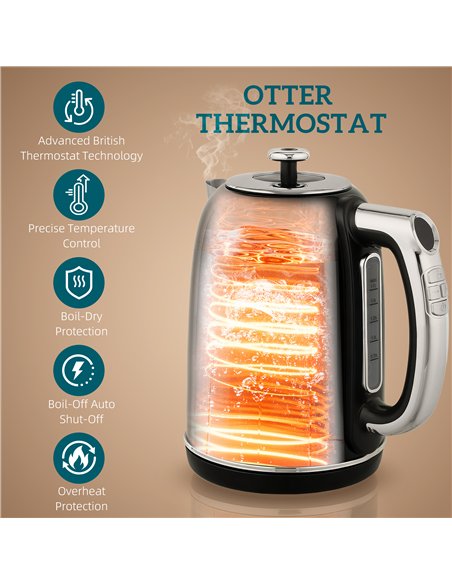 HOMCOM Polished Retro 40-100°C Kettle and Toaster Set - Black - pic 168853 | FastDaddyshop