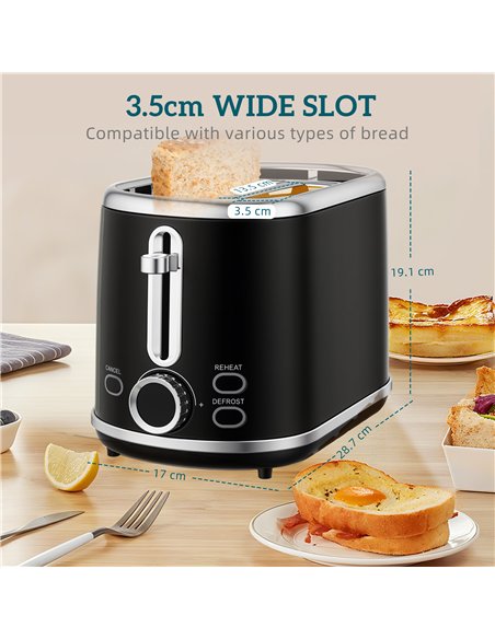 HOMCOM Polished Retro 40-100°C Kettle and Toaster Set - Black - pic 168855 | FastDaddyshop