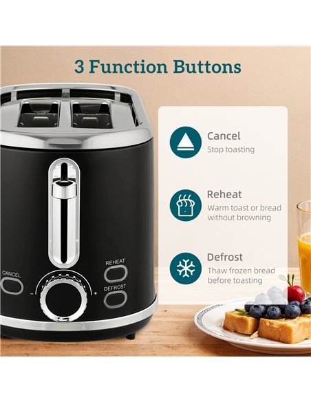 HOMCOM Polished Retro 40-100°C Kettle and Toaster Set - Black - pic 168857 | FastDaddyshop
