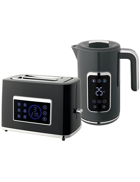 HOMCOM Touch Screen Kettle and Toaster Set - Grey - pic 168859 | FastDaddyshop