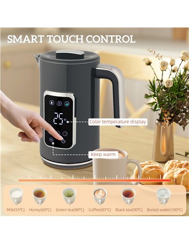 HOMCOM Touch Screen Kettle and Toaster Set - Grey