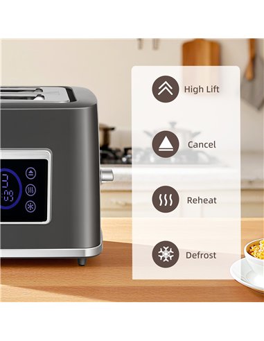 HOMCOM Touch Screen Kettle and Toaster Set - Grey