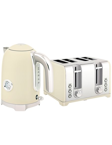 HOMCOM Retro 3000W Kettle and Toaster Set - Cream - pic 168868 | FastDaddyshop