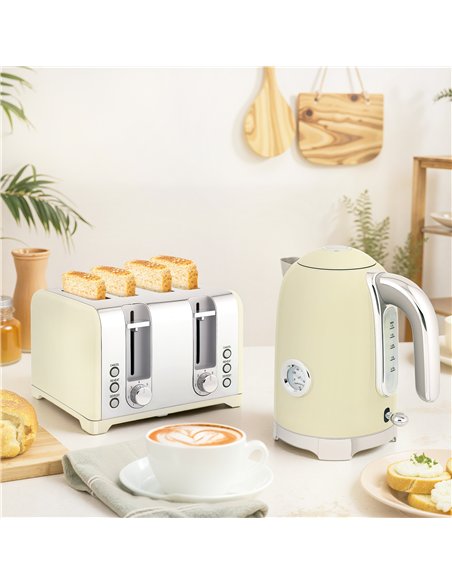 HOMCOM Retro 3000W Kettle and Toaster Set - Cream - pic 168869 | FastDaddyshop
