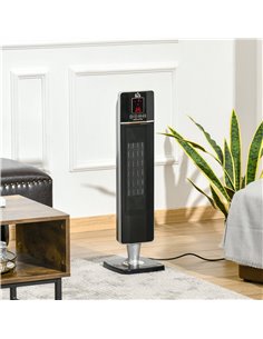 Homcom Ceramic Tower Oscillating Space Heater with Remote, Timer, Tip-Over, Overheat Protection, Black 2