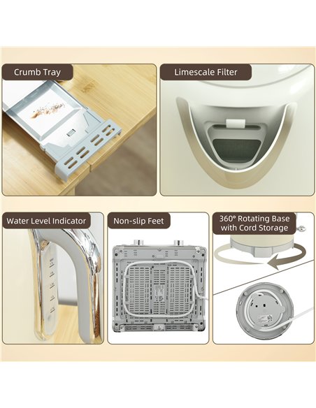 HOMCOM Retro 3000W Kettle and Toaster Set - Cream - pic 168876 | FastDaddyshop