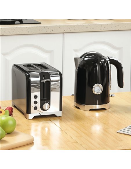 HOMCOM Retro Toaster and Kettle Set - Black - pic 168878 | FastDaddyshop