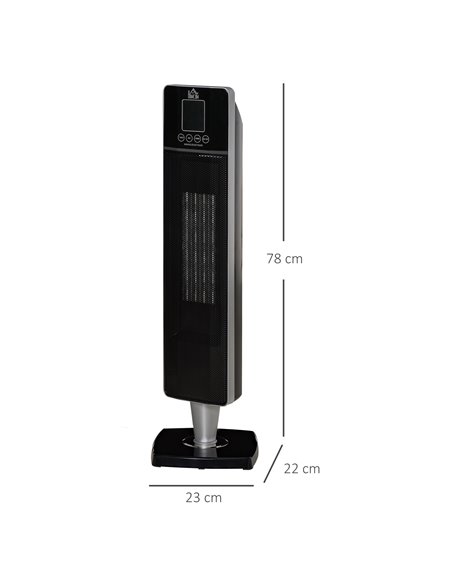 Homcom Ceramic Tower Heater Oscillating Space Heater with Remote, Timer, Tip-Over, Overheat Protection, Black - pic 16888 | FastDaddyshop