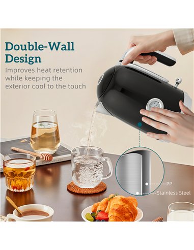 HOMCOM Retro Toaster and Kettle Set - Black