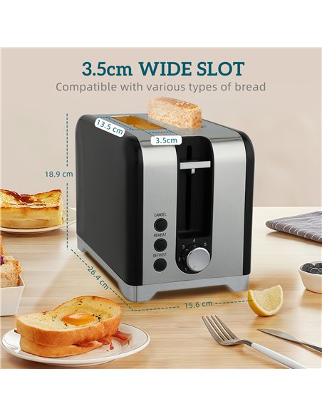 HOMCOM Retro Toaster and Kettle Set - Black - pic 168882 | FastDaddyshop