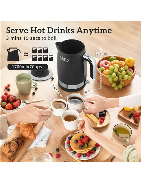HOMCOM Sleek Textured Kettle and Four-Slice Toaster Set - Black - pic 168889 | FastDaddyshop