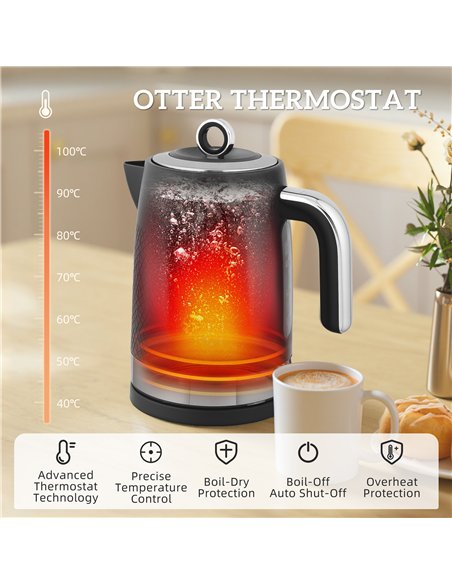 HOMCOM Sleek Textured Kettle and Four-Slice Toaster Set - Black - pic 168890 | FastDaddyshop