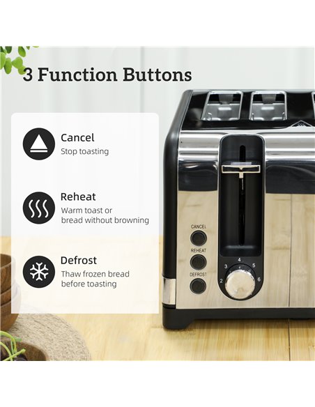 HOMCOM Sleek Textured Kettle and Four-Slice Toaster Set - Black - pic 168892 | FastDaddyshop