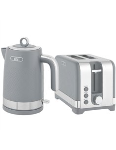 HOMCOM Sleek Textured Kettle and Toaster Set - Grey