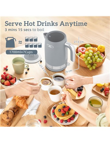 HOMCOM Sleek Textured Kettle and Toaster Set - Grey