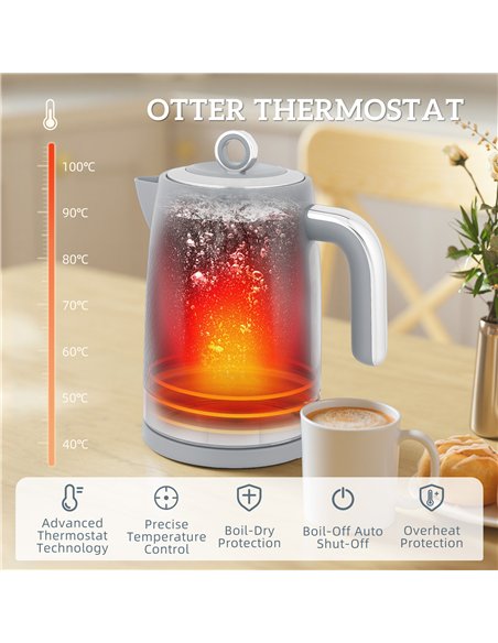 HOMCOM Sleek Textured Kettle and Toaster Set - Grey - pic 168899 | FastDaddyshop