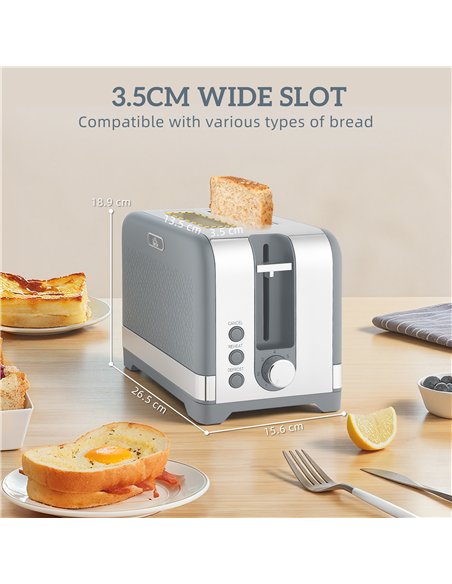 HOMCOM Sleek Textured Kettle and Toaster Set - Grey - pic 168902 | FastDaddyshop