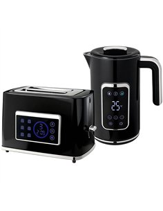 HOMCOM Touch Screen Kettle and Toaster Set - Black