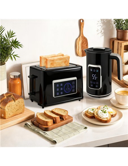 HOMCOM Touch Screen Kettle and Toaster Set - Black - pic 168905 | FastDaddyshop
