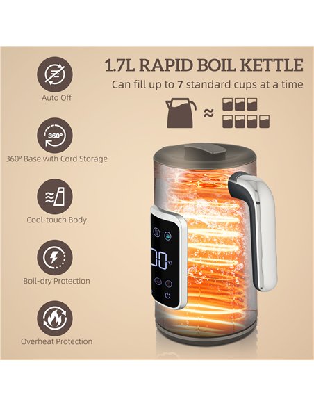 HOMCOM Touch Screen Kettle and Toaster Set - Black - pic 168907 | FastDaddyshop