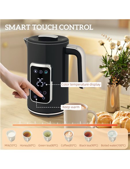 HOMCOM Touch Screen Kettle and Toaster Set - Black - pic 168908 | FastDaddyshop