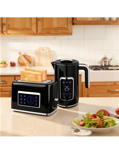 HOMCOM Touch Screen Kettle and Toaster Set - Black