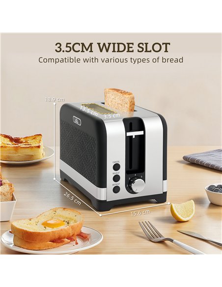 HOMCOM Sleek Textured Kettle and Toaster Set - Black - pic 168920 | FastDaddyshop