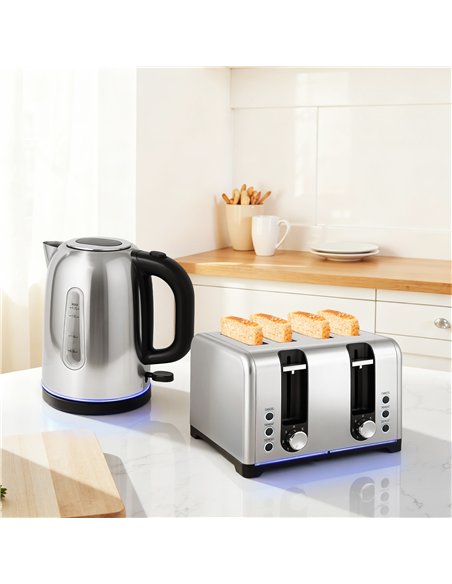 HOMCOM Kettle and Toaster Set, 1.7L 3000W Rapid Boil Jug Kettle with Otter Thermostat, Limescale Filter, 4 Slice Toaster with 7  - pic 168923 | FastDaddyshop