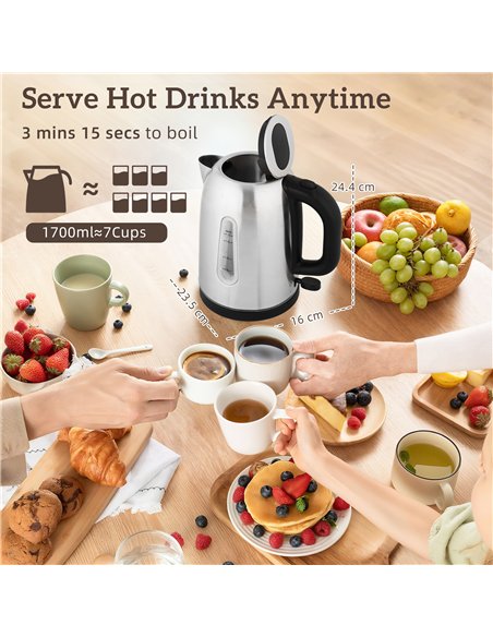 HOMCOM Kettle and Toaster Set, 1.7L 3000W Rapid Boil Jug Kettle with Otter Thermostat, Limescale Filter, 4 Slice Toaster with 7  - pic 168925 | FastDaddyshop