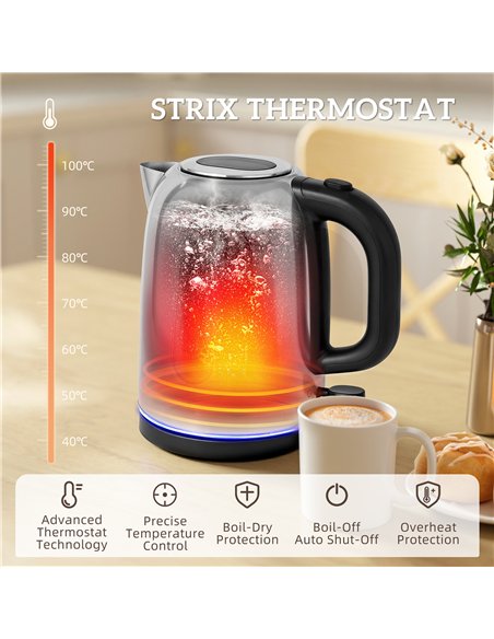 HOMCOM Kettle and Toaster Set, 1.7L 3000W Rapid Boil Jug Kettle with Otter Thermostat, Limescale Filter, 4 Slice Toaster with 7  - pic 168926 | FastDaddyshop