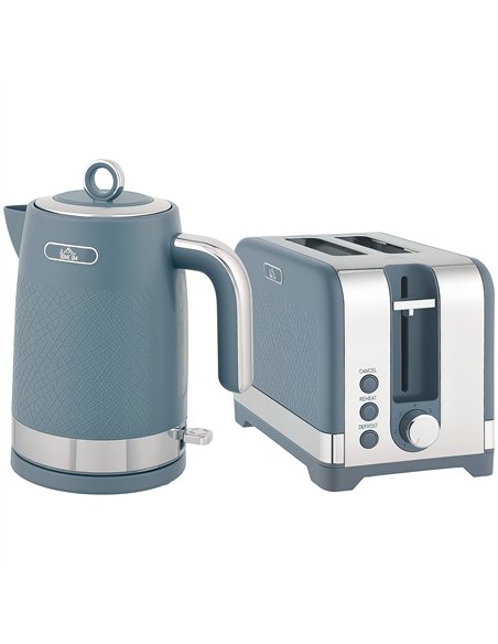 HOMCOM Sleek Textured Kettle and Toaster Set - Blue - pic 168931 | FastDaddyshop