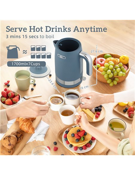 HOMCOM Sleek Textured Kettle and Toaster Set - Blue - pic 168934 | FastDaddyshop
