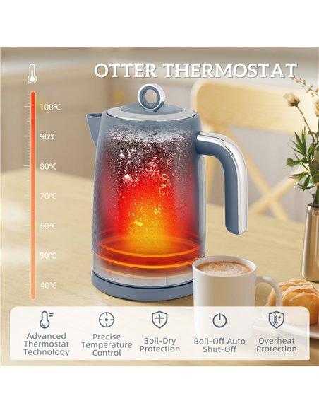 HOMCOM Sleek Textured Kettle and Toaster Set - Blue - pic 168935 | FastDaddyshop