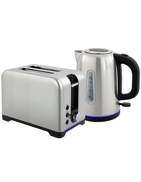 HOMCOM Simple Polished Toaster and Kettle Set - Silver Tone - pic 168940 | FastDaddyshop