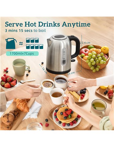 HOMCOM Simple Polished Toaster and Kettle Set - Silver Tone