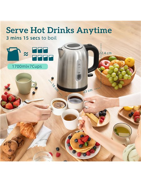HOMCOM Simple Polished Toaster and Kettle Set - Silver Tone - pic 168942 | FastDaddyshop