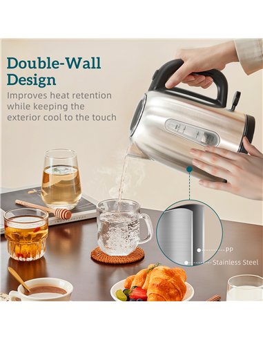 HOMCOM Simple Polished Toaster and Kettle Set - Silver Tone