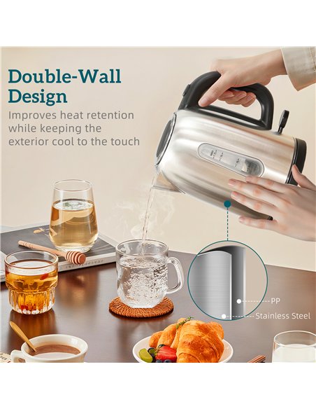 HOMCOM Simple Polished Toaster and Kettle Set - Silver Tone - pic 168944 | FastDaddyshop