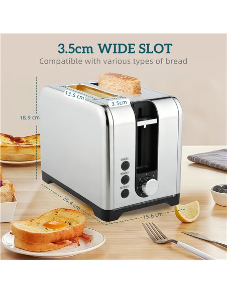 HOMCOM Simple Polished Toaster and Kettle Set - Silver Tone - pic 168945 | FastDaddyshop