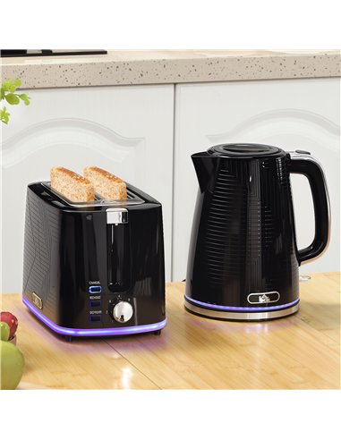 HOMCOM Modern Kettle and Toaster Set - Black