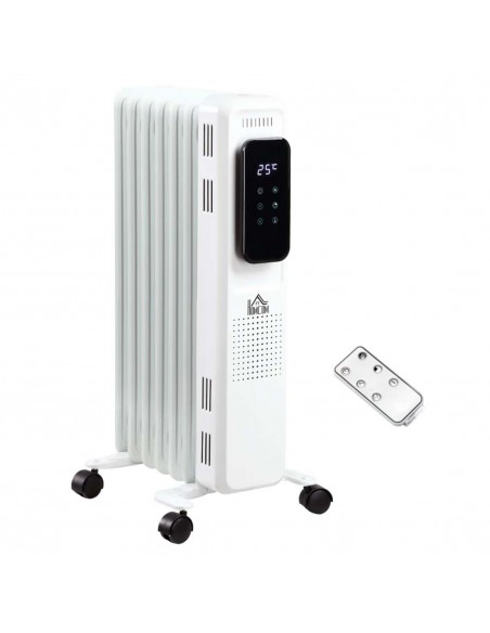 Homcom 1630W Oil Filled Radiator with 7 Fin, LED Display, Timer, Thermostat, Safety Cut off, Remote, White - pic 16896 | FastDaddyshop