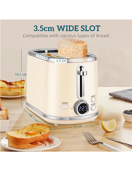 HOMCOM Polished Retro 40-100°C Kettle and Toaster Set - Cream - pic 168963 | FastDaddyshop
