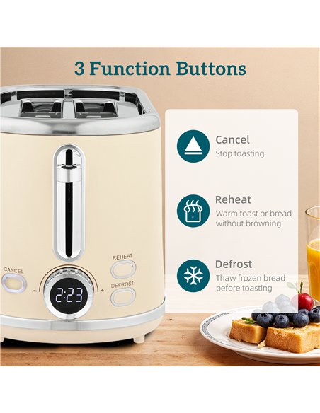 HOMCOM Polished Retro 40-100°C Kettle and Toaster Set - Cream - pic 168965 | FastDaddyshop