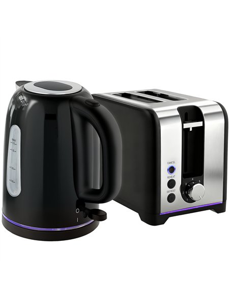 HOMCOM Simple Polished Toaster and Kettle Set - Black - pic 168967 | FastDaddyshop